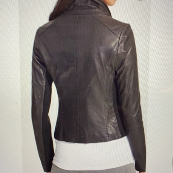 VINCE Blk Leather & wool Jacket - Picture 3 of 13